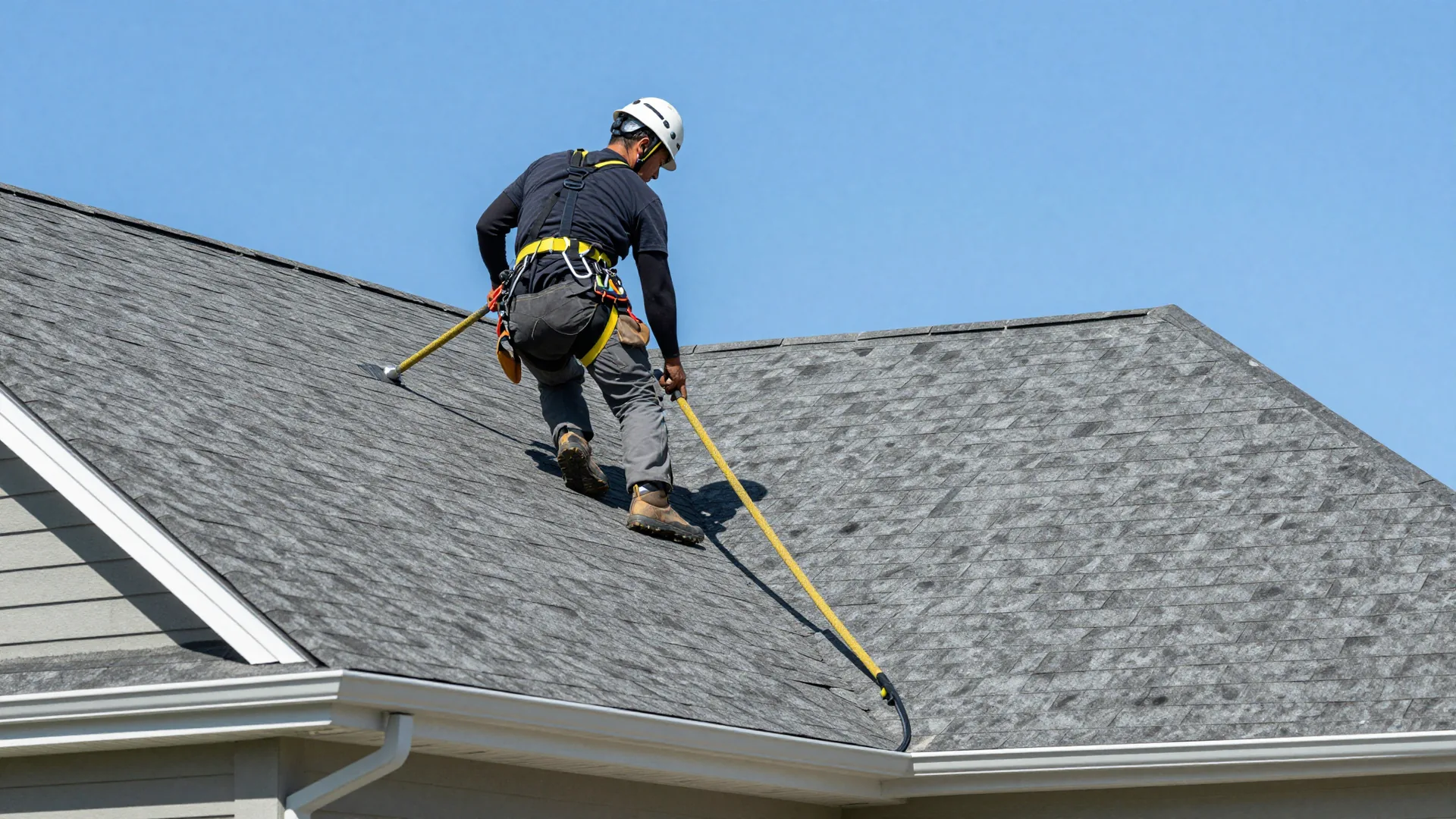 Ridgeline Roofing Test technician servicing a home system